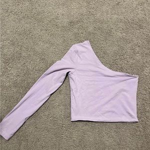 Lavender Cotton:On One Sleeve Crop Top